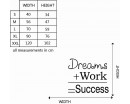 Dreams plus Work equal to Success Quotes Wall Decal Motivational Vinyl Art Stickers